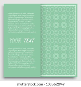 Card, Invitation, cover template design, line art background. Abstract geometric pattern with place for the text. Tribal ethnic ornament in arabic style. Christmas, New Year card decoration
