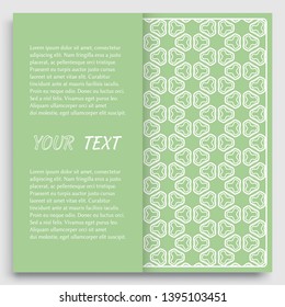 Card, Invitation, cover template design, line art background. Abstract geometric pattern with place for the text. Tribal ethnic ornament in arabic style. Christmas, New Year card decoration