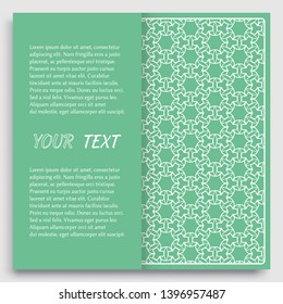Card, Invitation, cover template design, line art background. Abstract geometric pattern with place for the text. Tribal ethnic ornament in arabic style. Christmas, New Year card decoration