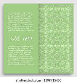Card, Invitation, cover template design, line art background. Abstract geometric pattern with place for the text. Tribal ethnic ornament in arabic style. Christmas, New Year card decoration