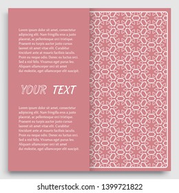 Card, Invitation, cover template design, line art background. Abstract geometric pattern with place for the text. Tribal ethnic ornament in arabic style. Christmas, New Year card decoration