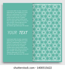 Card, Invitation, cover template design, line art background. Abstract geometric pattern with place for the text. Tribal ethnic ornament in arabic style. Christmas, New Year card decoration