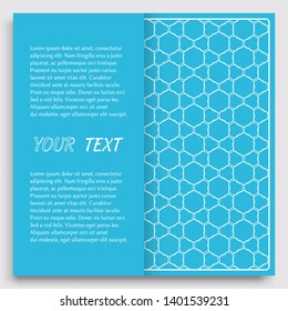 Card, Invitation, cover template design, line art background. Abstract geometric pattern with place for the text. Tribal ethnic ornament in arabic style. Christmas, New Year card decoration