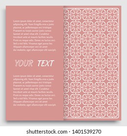Card, Invitation, cover template design, line art background. Abstract geometric pattern with place for the text. Tribal ethnic ornament in arabic style. Christmas, New Year card decoration