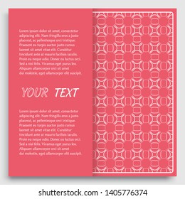 Card, Invitation, cover template design, line art background. Abstract geometric pattern with place for the text. Tribal ethnic ornament in arabic style. Christmas, New Year card decoration