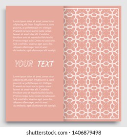 Card, Invitation, cover template design, line art background. Abstract geometric pattern with place for the text. Tribal ethnic ornament in arabic style. Christmas, New Year card decoration