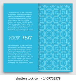 Card, Invitation, cover template design, line art background. Abstract geometric pattern with place for the text. Tribal ethnic ornament in arabic style. Christmas, New Year card decoration