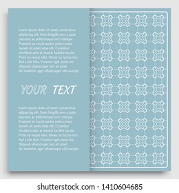 Card, Invitation, cover template design, line art background. Abstract geometric pattern with place for the text. Tribal ethnic ornament in arabic style. Christmas, New Year card decoration