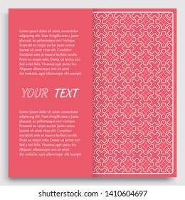 Card, Invitation, cover template design, line art background. Abstract geometric pattern with place for the text. Tribal ethnic ornament in arabic style. Christmas, New Year card decoration