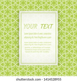 Card, Invitation, cover template design, line art background. Abstract geometric pattern with place for the text. Tribal ethnic ornament in arabic style. Christmas, New Year card decoration
