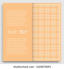 Card, Invitation, cover template design, line art background. Abstract geometric pattern with place for the text. Tribal ethnic ornament in arabic style. Christmas, New Year card decoration