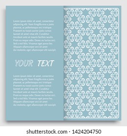 Card, Invitation, cover template design, line art background. Abstract geometric pattern with place for the text. Tribal ethnic ornament in arabic style. Christmas, New Year card decoration