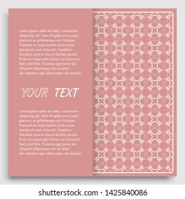 Card, Invitation, cover template design, line art background. Abstract geometric pattern with place for the text. Tribal ethnic ornament in arabic style. Christmas, New Year card decoration