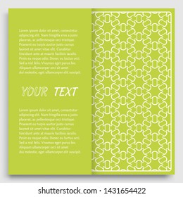 Card, Invitation, cover template design, line art background. Abstract geometric pattern with place for the text. Tribal ethnic ornament in arabic style. Christmas, New Year card decoration