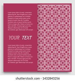 Card, Invitation, cover template design, line art background. Abstract geometric pattern with place for the text. Tribal ethnic ornament in arabic style. 