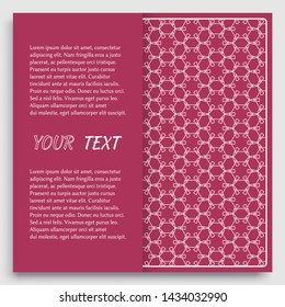 Card, Invitation, cover template design, line art background. Abstract geometric pattern with place for the text. Tribal ethnic ornament in arabic style. Christmas, New Year card decoration