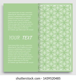 Card, Invitation, cover template design, line art background. Abstract geometric pattern with place for the text. Tribal ethnic ornament in arabic style. Christmas, New Year card decoration