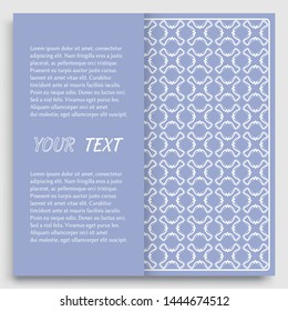 Card, Invitation, cover template design, line art background. Abstract geometric pattern with place for the text. Tribal ethnic ornament in arabic style. Christmas, New Year card decoration