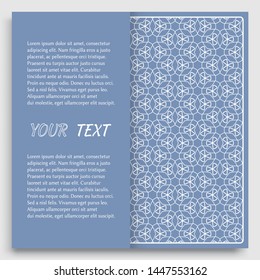 Card, Invitation, cover template design, line art background. Abstract geometric pattern with place for the text. Tribal ethnic ornament in arabic style. Christmas, New Year card decoration