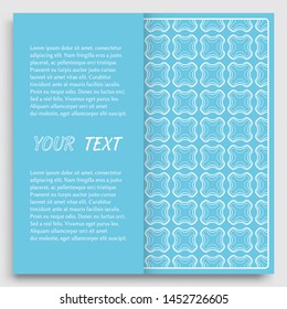Card, Invitation, cover template design, line art background. Abstract geometric pattern with place for the text. Tribal ethnic ornament in arabic style. Christmas, New Year card decoration