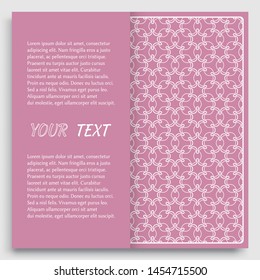 Card, Invitation, cover template design, line art background. Abstract geometric pattern with place for the text. Tribal ethnic ornament in arabic style. Christmas, New Year card decoration