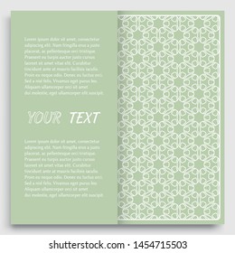 Card, Invitation, cover template design, line art background. Abstract geometric pattern with place for the text. Tribal ethnic ornament in arabic style. Christmas, New Year card decoration