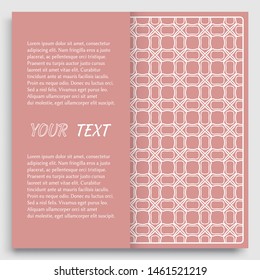 Card, Invitation, cover template design, line art background. Abstract geometric pattern with place for the text. Tribal ethnic ornament in arabic style. Christmas, New Year card decoration