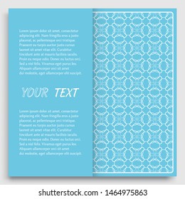 Card, Invitation, cover template design, line art background. Abstract geometric pattern with place for the text. Tribal ethnic ornament in arabic style. Christmas, New Year card decoration