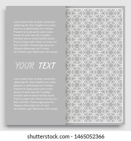 Card, Invitation, cover template design, line art background. Abstract geometric pattern with place for the text. Tribal ethnic ornament in arabic style. Christmas, New Year card decoration