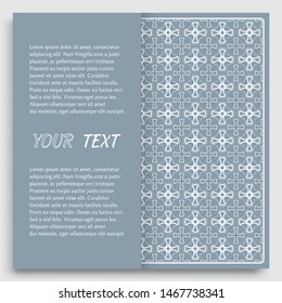 Card, Invitation, cover template design, line art background. Abstract geometric pattern with place for the text. Tribal ethnic ornament in arabic style. Christmas, New Year card decoration