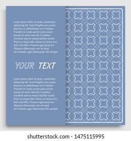Card, Invitation, cover template design, line art background. Abstract geometric pattern with place for the text. Tribal ethnic ornament in arabic style. Christmas, New Year card decoration