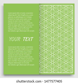 Card, Invitation, cover template design, line art background. Abstract geometric pattern with place for the text. Tribal ethnic ornament in arabic style. Christmas, New Year card decoration