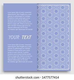 Card, Invitation, cover template design, line art background. Abstract geometric pattern with place for the text. Tribal ethnic ornament in arabic style. Christmas, New Year card decoration