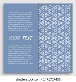 Card, Invitation, cover template design, line art background. Abstract geometric pattern with place for the text. Tribal ethnic ornament in arabic style. Christmas, New Year card decoration