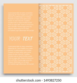 Card, Invitation, cover template design, line art background. Abstract geometric pattern with place for the text. Tribal ethnic ornament in arabic style. Christmas, New Year card decoration