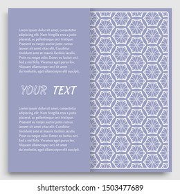 Card, Invitation, cover template design, line art background. Abstract geometric pattern with place for the text. Tribal ethnic ornament in arabic style. Christmas, New Year card decoration