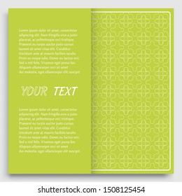 Card, Invitation, cover template design, line art background. Abstract geometric pattern with place for the text. Tribal ethnic ornament in arabic style. Christmas, New Year card decoration
