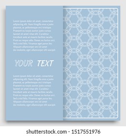 Card, Invitation, cover template design, line art background. Abstract geometric pattern with place for the text. Tribal ethnic ornament in arabic style. Christmas, New Year card decoration