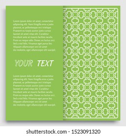 Card, Invitation, cover template design, line art background. Abstract geometric pattern with place for the text. Tribal ethnic ornament in arabic style. Christmas, New Year card decoration