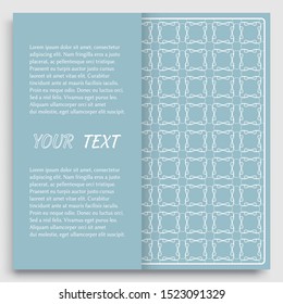 Card, Invitation, cover template design, line art background. Abstract geometric pattern with place for the text. Tribal ethnic ornament in arabic style. Christmas, New Year card decoration