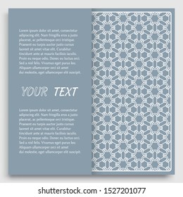 Card, Invitation, cover template design, line art background. Abstract geometric pattern with place for the text. Tribal ethnic ornament in arabic style. Christmas, New Year card decoration