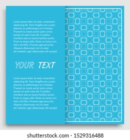 Card, Invitation, cover template design, line art background. Abstract geometric pattern with place for the text. Tribal ethnic ornament in arabic style. Christmas, New Year card decoration
