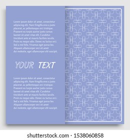 Card, Invitation, cover template design, line art background. Abstract geometric pattern with place for the text. Tribal ethnic ornament in arabic style. Christmas, New Year card decoration