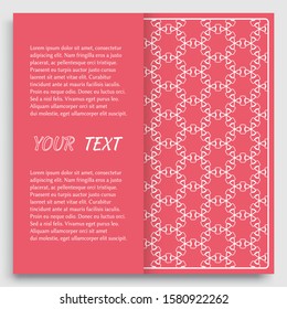 Card, Invitation, cover template design, line art background. Abstract geometric pattern with place for the text. Tribal ethnic ornament in arabic style. Christmas, New Year card decoration