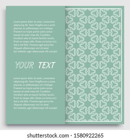 Card, Invitation, cover template design, line art background. Abstract geometric pattern with place for the text. Tribal ethnic ornament in arabic style. Christmas, New Year card decoration