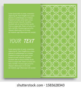 Card, Invitation, cover template design, line art background. Abstract geometric pattern with place for the text. Tribal ethnic ornament in arabic style. Christmas, New Year card decoration