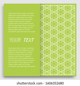 Card, Invitation, cover template design, line art background. Abstract geometric pattern with place for the text. Tribal ethnic ornament in arabic style. Christmas, New Year card decoration