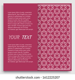 Card, Invitation, cover template design, line art background. Abstract geometric pattern with place for the text. Tribal ethnic ornament in arabic style. Christmas, New Year card decoration