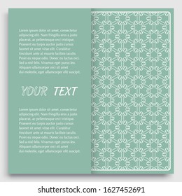 Card, Invitation, cover template design, line art background. Abstract geometric pattern with place for the text. Tribal ethnic ornament in arabic style. Christmas, New Year card decoration