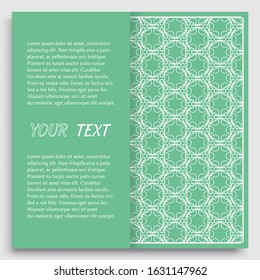 Card, Invitation, cover template design, line art background. Abstract geometric pattern with place for the text. Tribal ethnic ornament in arabic style. Christmas, New Year card decoration